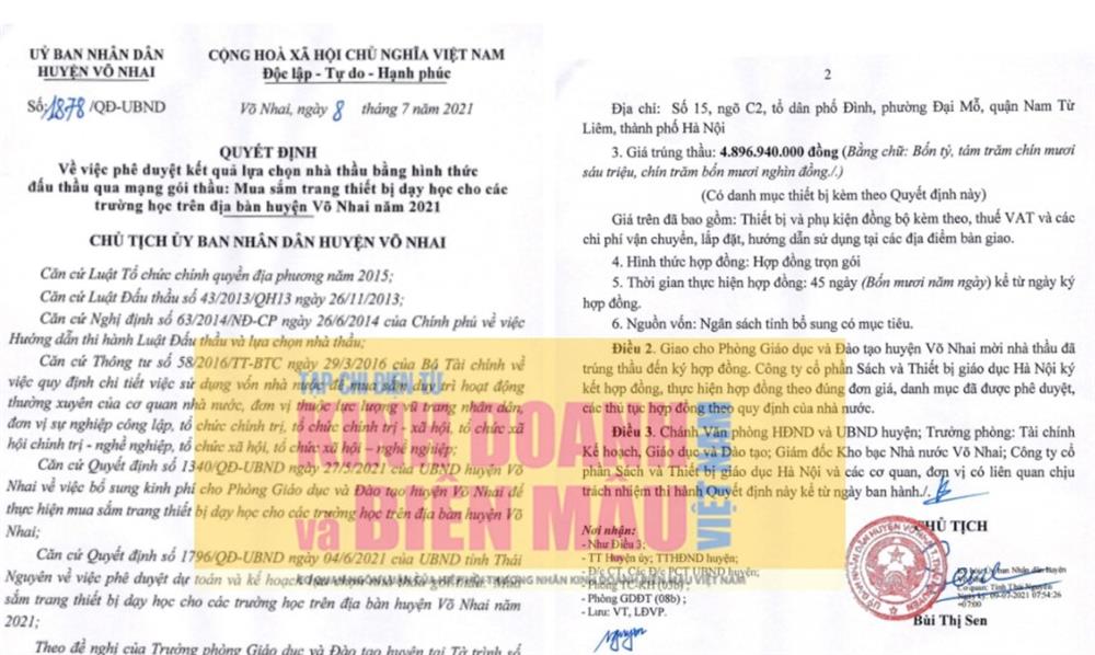 Phòng GD&ĐT huyện Võ Nhai: Có ưu ái cho nhà thầu quen?